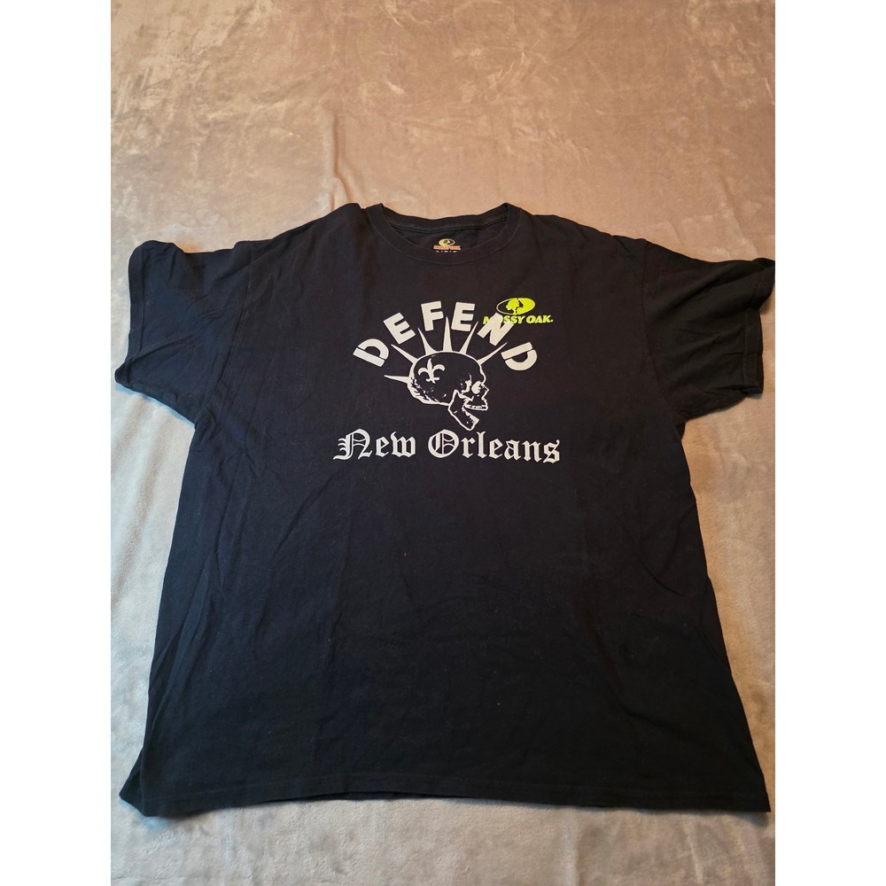 Mossy Oak T-Shirt Mens XL Black Defend New Orleans Graphic Short Sleeve Tee